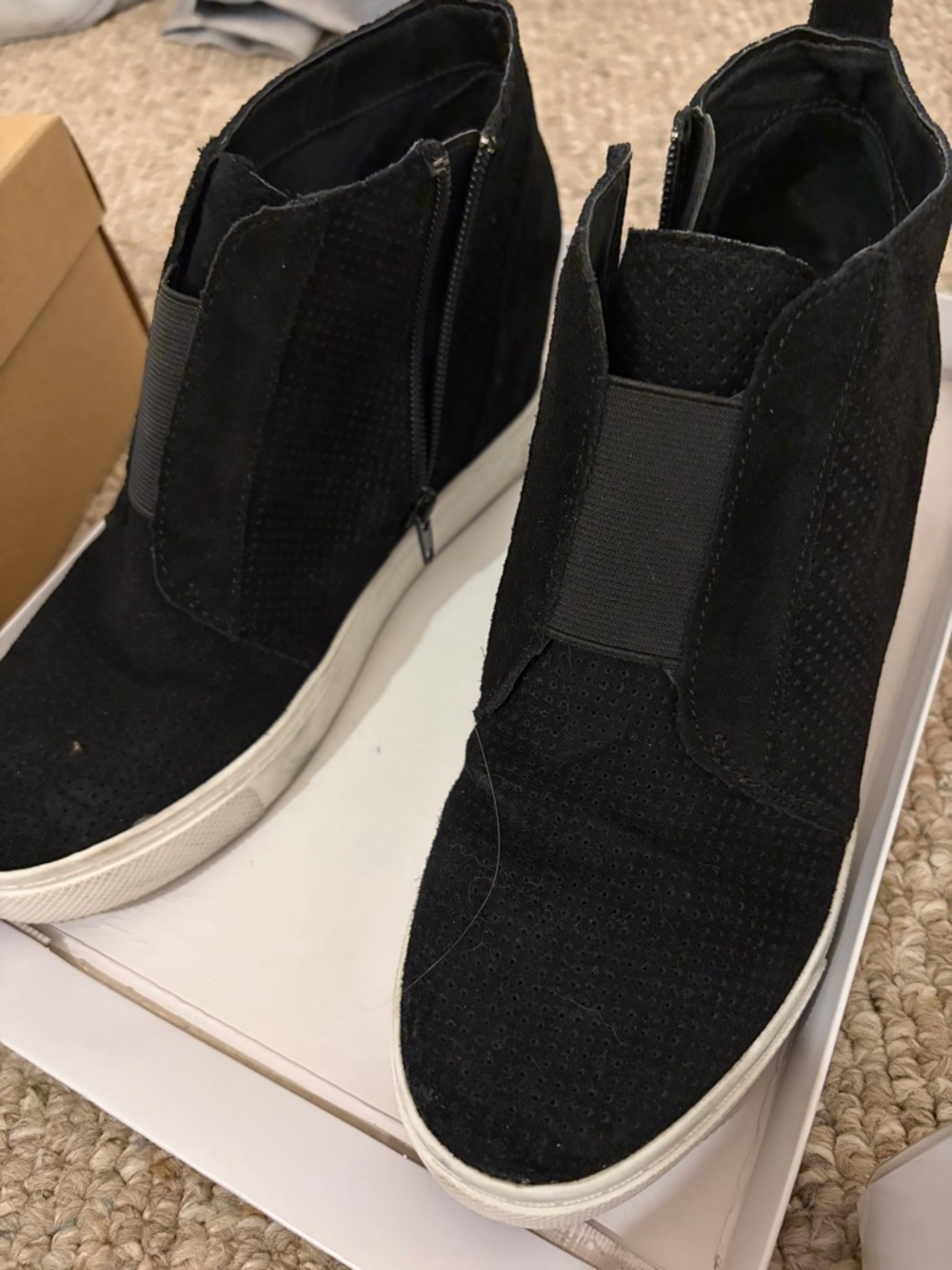 Black Suede Wedge Sneakers